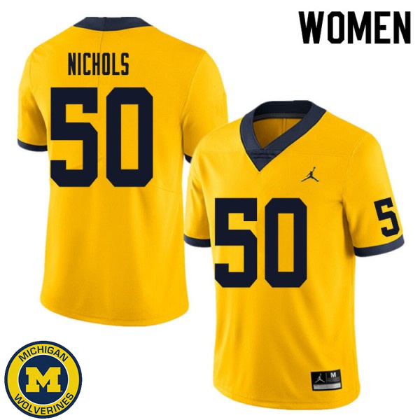 Womens Michigan Wolverines #50 Jerome Nichols Yellow Fashion Jersey